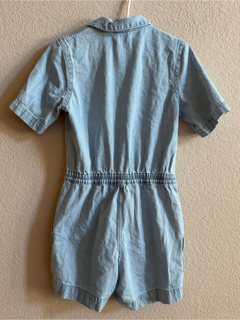 Everlane The Denim Short Coverall Zip Front Organic in Light Wash Blue Size 4 - Picture 8 of 10